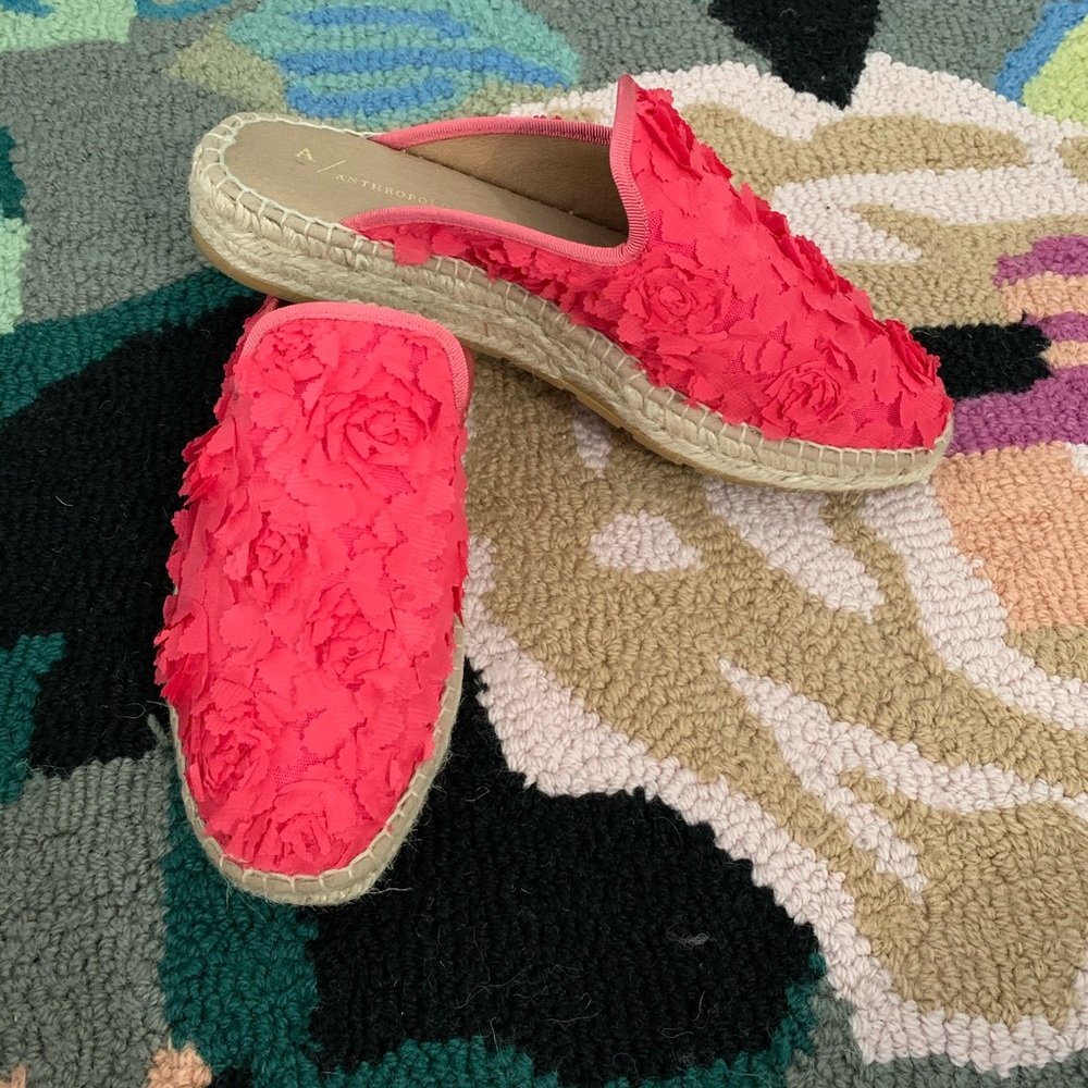 Anthropologie floral espadrille slides